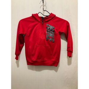 Nike Boys Therma-FIT‎ Red Quarter Zip Hoodie Camo Logo Sweatshirt Size Small 8